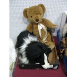 A Large Merrythought Bear, approximately 28" high, together with a large Merrythought Border Collie,