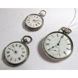 A Hallmarked Silver Cased Openface Pocketwatch, the white dial with black Roman numerals and seconds