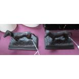 Two XIX Century Bronzed Figures of Dachshund's, on plinth bases.