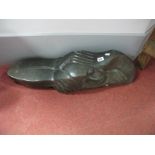 Shona Art, Polished Mineral Figure of Hands Upon Head, approximately 70cms wide.