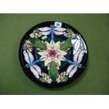 A Moorcroft Sir Harold Hillier Gardens Plate (Dragonfly), designed by Emma Bossons, limited
