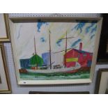 "Mary B Mitchell"; An Oil on Board by Joe Scarborough, 1968. Depicting a West Country Schooner in