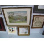 F. E. Woodard, Pastel, "High in the Peak District", 31 x 45cms, signed lower right, small oil, print