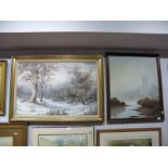 I. Cafieri Oil on Canvas, winter woodland scene, 49.5 x 74cms, signed lower left, another oil