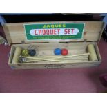 A Pine Cased Croquet Set, with four hammers and balls, having Jaques Croquet London stamped to