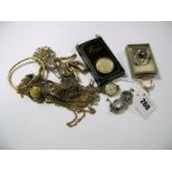 Hallmarked Silver Ingot Pendant, 9ct gold cased lady's wristwatch, assorted costume etc.