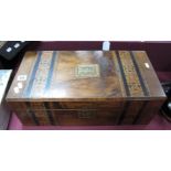 A XIX Century Walnut Victorian Writing Box, having Tunbridge inlay and etched central panel, with