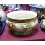 Royal Worcester Porcelain Bowl, of compressed circular form, handpainted by F.J. Bray with pink
