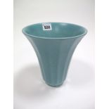 A Keith Murray for Wedgwood Pottery Vase, of flared and panelled form, allover matt blue glaze,