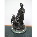 MANNER OF PIERRE-JULES MÉNE (1810-1879) Chasseur Écossais Tenant Deux Chiens, bronze, bears