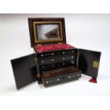An Early Victorian Rosewood and Mother of Pearl Inlaid Combination Jewellery Casket and Writing