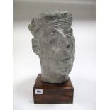 GEORGE FULLARD (1923-1973) (Sheffield Artist) Worker, head study, cement fondu on wood plinth,