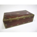 A Mid XIX Century Anglo-Indian Hardwood and Brass Bound Writing Box, of rectangular form, internally