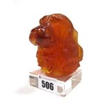 A Daum Amber Crystal Animal Sculpture "Les Dandys Edward Junior", designed by Jean-Frances Leroy,