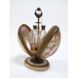 An Early XX Century Continental Mother of Pearl and Gilt Metal Mounted Perfume Holder, centrally