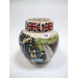 A Moorcroft Pottery Ginger Jar, tubelined and decorated in the Bullnose Morris design by Paul