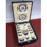 An Early XX Century Vienna Style Porcelain Part Coffee Service, printed, painted and gilt with