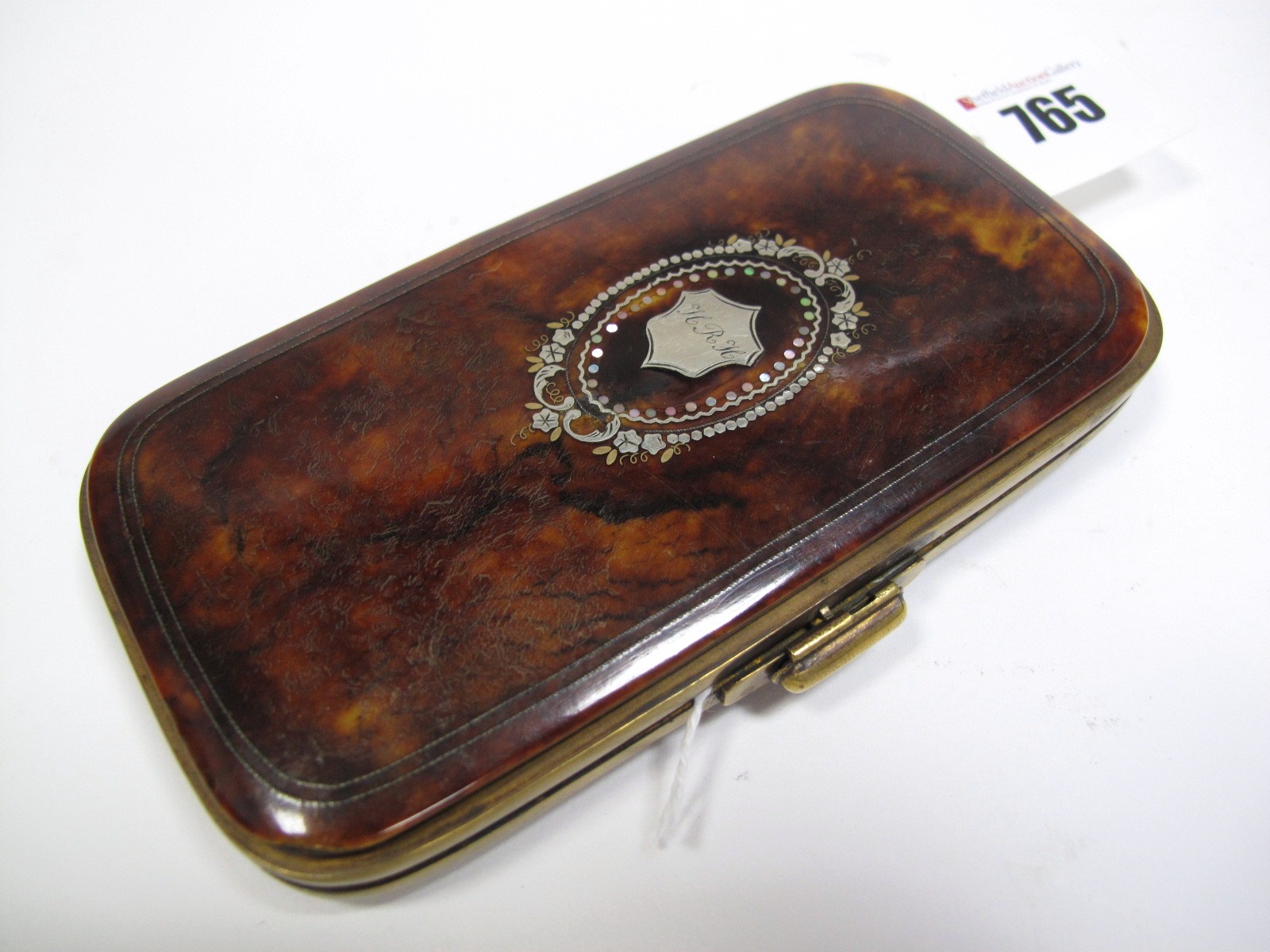 A Late XIX Century French Tortoiseshell and Piqué Metalwork Cigar Case, the hinged cover reserved