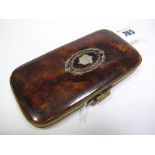 A Late XIX Century French Tortoiseshell and Piqué Metalwork Cigar Case, the hinged cover reserved