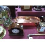 An Edwardian Mahogany Mantel Clock, white enamel dial, Arabic numeral, domed case with boxwood