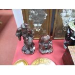 Two Carved Oriental Hardwood Wise Men Figures, the tallest 26cms.