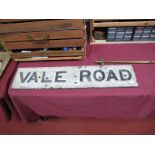 An Early 1900's Cast Iron Road Sign, for "Vale Rd".