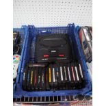 A Sega Mega Drive II 16 Bit Video Games Console, (some damage to rear of casing), with nine