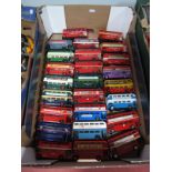 Twenty-Five 1:76th Scale Diecast Routemaster Buses, largely by Corgi. All different playworn to