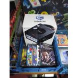 A Boxed Nintendo Gamecube Video Game Console, with one controller, leads, P.S.U. and memory card,