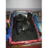 An Original X-Box Video Game Console, with power lead and three controllers, together with nine