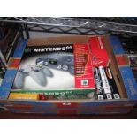 Boxed Nintendo 64 Video Games Console, in clean condition, with P.S.U., no leads, together with a