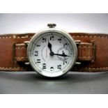 West End Watch Co; A Trench Style Gent's Wristwatch, the 'Matchless' signed dial with black Arabic
