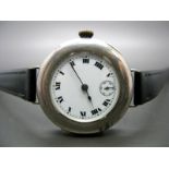 A Continental Cased Trench Style Gent's Wristwatch, the signed dial with black Roman numerals and