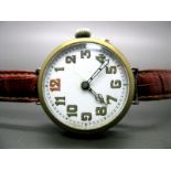 A Trench Style Gent's Wristwatch, the dial with Arabic numerals, the movement stamped "Swiss