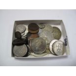 Crowns, 1937, 1951, three Churchill, 1932 Half Crown, "M.T." stamped pennies, farthings and other