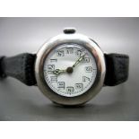 A Continental Cased Trench Style Gent's Wristwatch, the signed dial with Arabic numerals, the