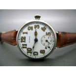 Marne; A Trench Style Gent's Wristwatch, the signed dial with Arabic numerals and seconds subsidiary