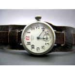 Ingersoll; A Trench Style Gent's Wristwatch, the signed dial with black and red Arabic numerals