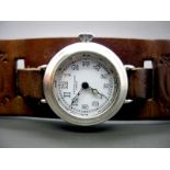 Dyson & Sons Leeds; A Continental Cased Trench Style Gent's Wristwatch, the signed dial with