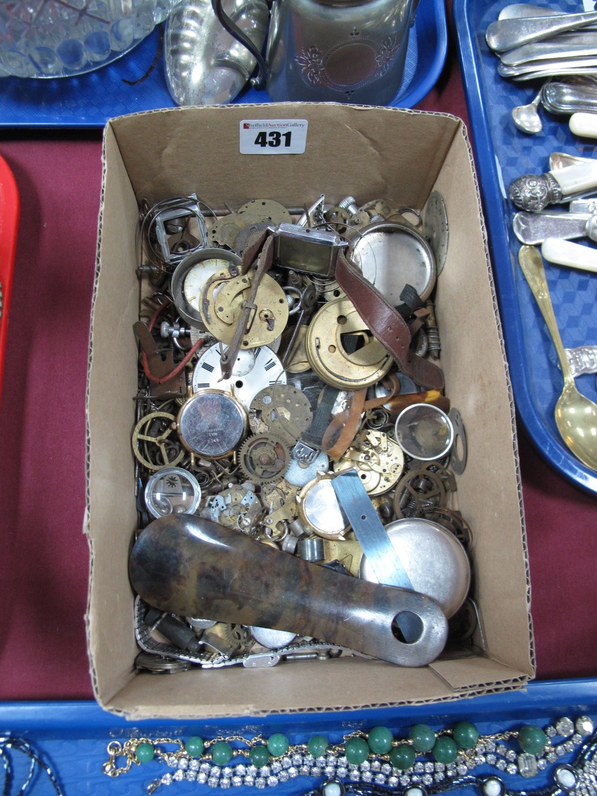 A Quantity of Watch Parts, including faces, works, cases, straps, etc.