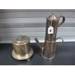 A Plated Coffee Percolator, together with a plated biscuit barrel. (2)