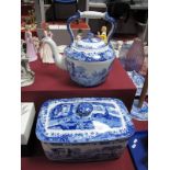 A Large Spode "Italian Landscape" Design Kettle, height 33cms, and a matching bread bin of