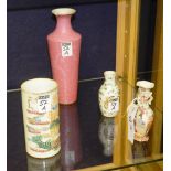 A 19th century Chinese porcelain brush pot, together with a 19th century Chinese porcelain vase