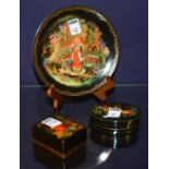 Two modern Russian lacquered boxes, toge