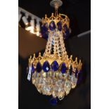 A good cut glass chandelier, decorated w