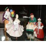 Four Royal Doulton figurines; 'Balloon L