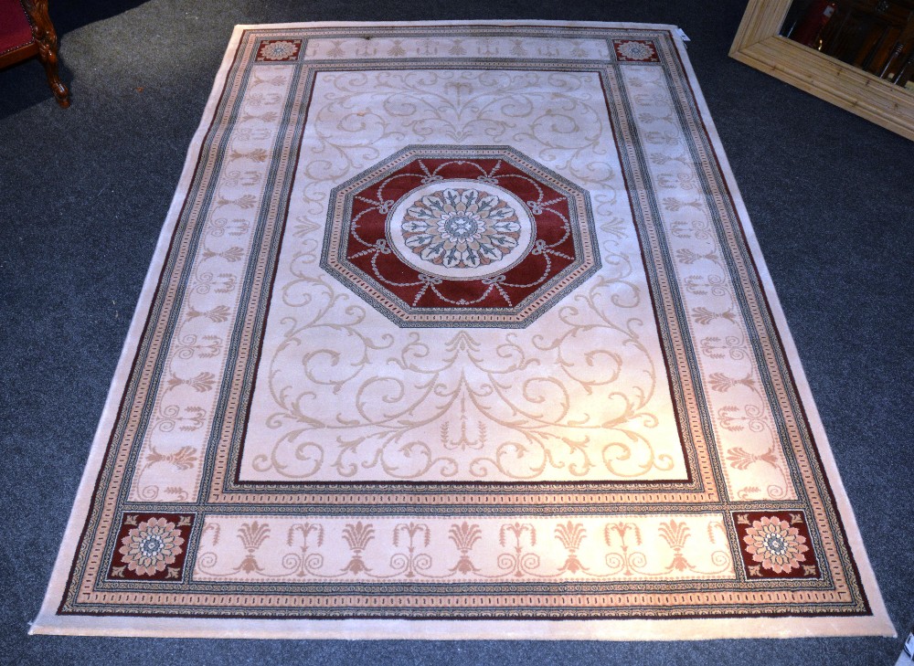 A machine made carpet, with central cart