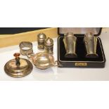 A matching silver salt and pepper pot, h