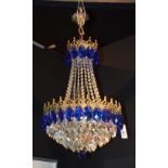 A good cut glass chandelier, decorated w