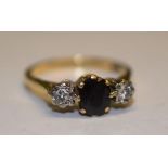 An 18ct gold sapphire and diamond ring,